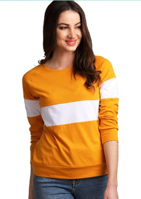 SMD Enterprise Colorblock Women Round Neck Yellow T-Shirt