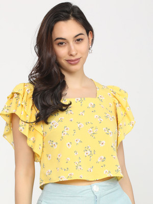 Tokyo Talkies Casual Printed Women Yellow Top