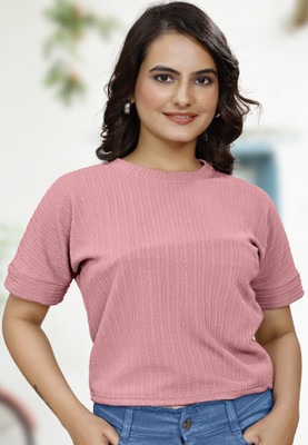 Jay Enterprises Casual Self Design Women Pink Top