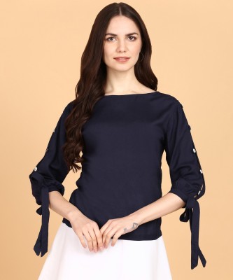 Nayi Naveli Casual Solid Women Blue Top