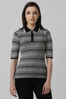 VAN HEUSEN Casual Printed Women Grey, Black Top