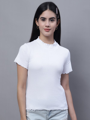 FBAR Casual Solid Women White Top