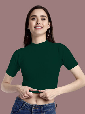 Dream Beauty Fashion Casual Solid Women Dark Green Top