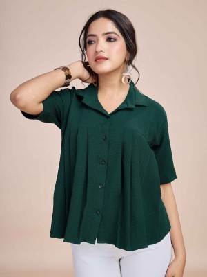 CHOICEIT Casual Solid Women Green Top