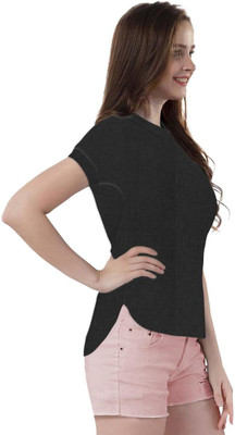 THE BLAZZE Casual Self Design Women Black Top