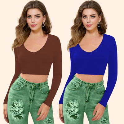 Maheshvi Casual Solid Women Blue Top