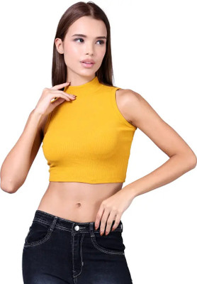 Realglimpse Casual Self Design Women Yellow Top