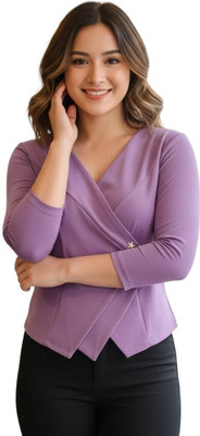 FFASHIONTRENDZ Formal Solid Women Purple Top