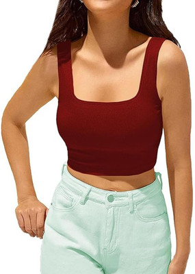 THE BLAZZE Casual Solid Women Maroon Top