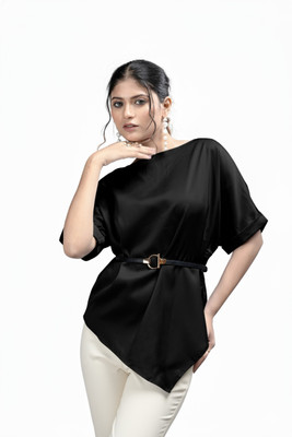 MADBORN CREATION Casual Solid Women Black Top