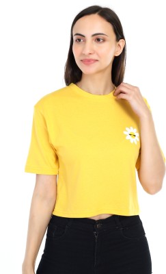 Kamedge Casual Graphic Print Women Yellow Top