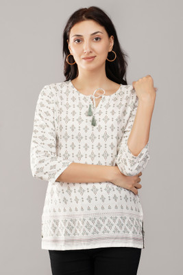SHIVAAY Casual Printed Women White Top