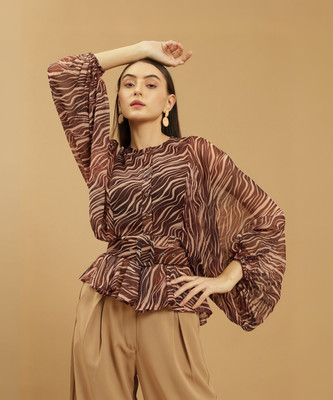 BEATNIK Casual Printed Women Brown Top