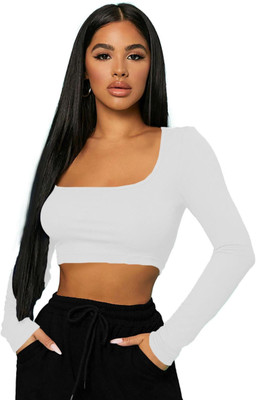THEBLAZZEE Casual Solid Women White Top