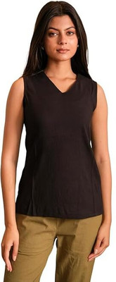 BADH PIPALI Casual Solid Women Black Top