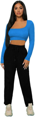 THE BLAZZE Casual Solid Women Light Blue Top
