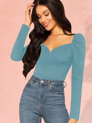Maheshvi Casual Solid Women Blue Top