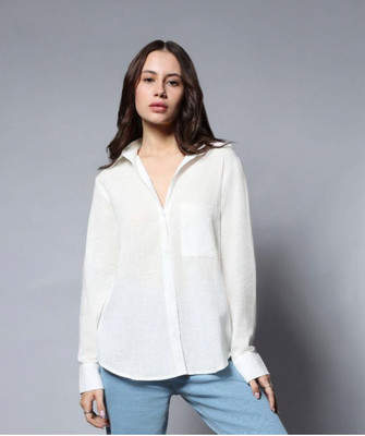 SAARSHE Casual Solid Women White Top