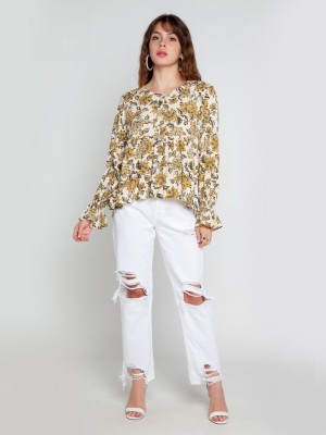 Zink London Casual Printed Women White Top