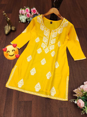RUDRANI FASHION Casual Self Design Women Yellow Top