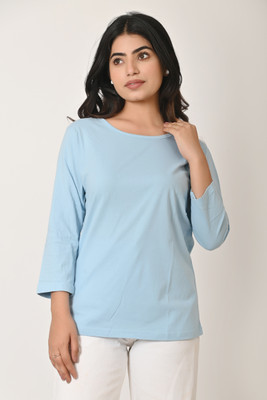 Gianna Casual Printed Women Light Blue Top