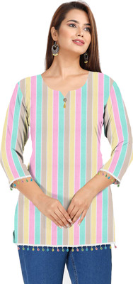 A S Creation Casual Striped Women Multicolor Top