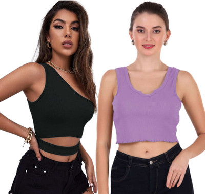 Stair Casual Solid Women Purple, Black Top