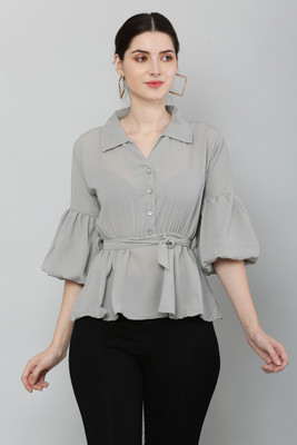 LOUSRICS Casual Solid Women Multicolor Top