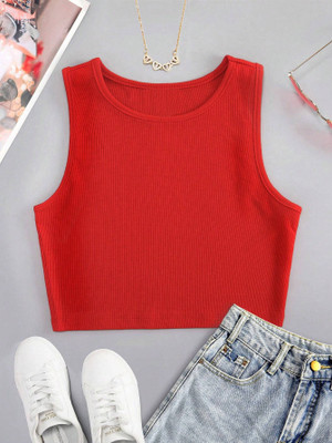 CILIMILI Casual Self Design Women Red Top