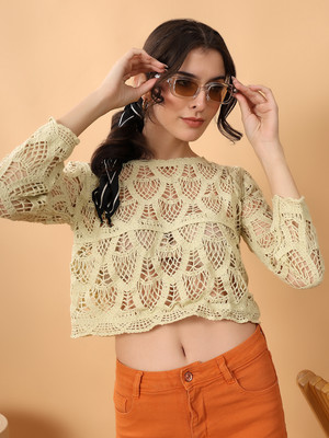 KOTTY Casual Printed Women Yellow Top