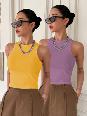 METRONAUT Casual Self Design Women Yellow Top