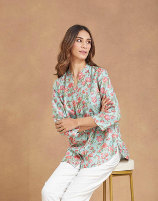 Fabindia Casual Printed Women Green Top