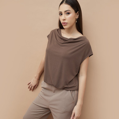 CODE by Lifestyle Casual Solid Women Brown Top
