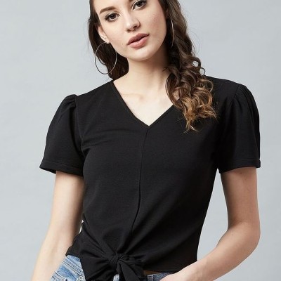 SEMS COLLECTION Casual Solid Women Black Top