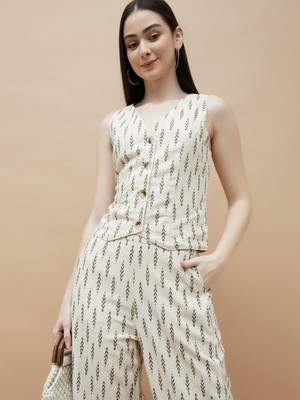 Fame Forever by Lifestyle Casual Printed Women Beige Top