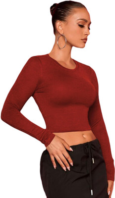 THE BLAZZE Casual Solid Women Red Top