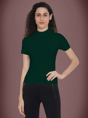 Dream Beauty Fashion Casual Solid Women Dark Green Top
