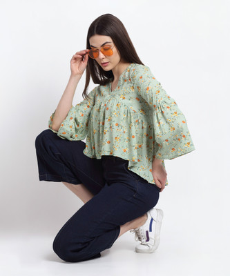 Zoie Casual Printed Women Green Top