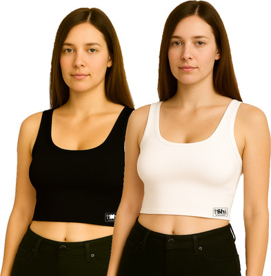 Shyam Hosiery Casual Solid Women White, Black Top