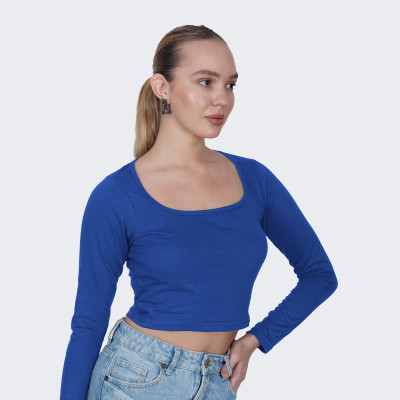 Fasska Casual Solid Women Blue Top