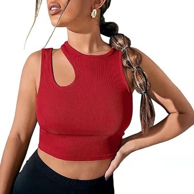 holdvalley Casual Solid Women Red Top