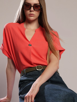 VERO MODA Casual Solid Women Pink Top