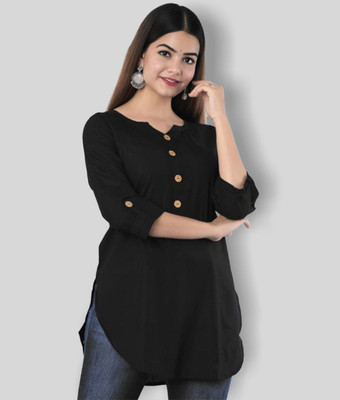 SHIREEN COLLECTION Casual Solid Women Black Top