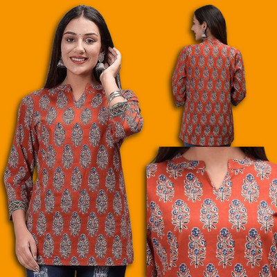 COZKE ENTERPRISE Casual Printed Women Orange Top