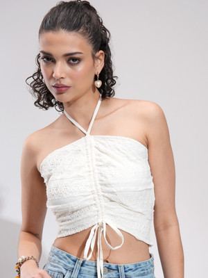 Tokyo Talkies Casual Self Design Women White Top