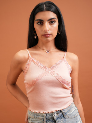 Tokyo Talkies Casual Solid Women Pink Top