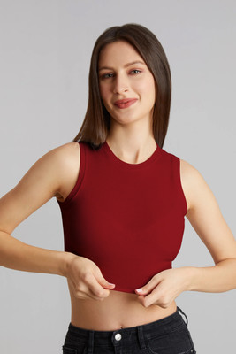 GLOWBERRY Casual Solid Women Maroon Top