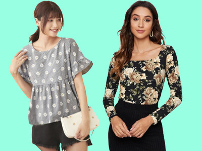 Kashonaa Casual Printed Women Grey, Black Top