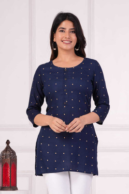 PARIKSHIT Women Printed Straight Kurta(Blue)