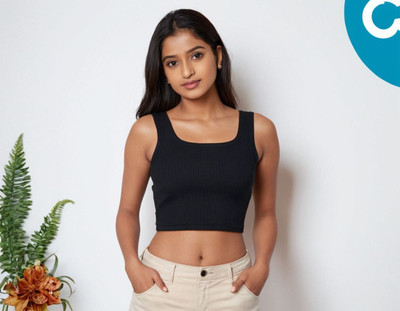 NAVA HUB Casual Striped Women Black Top